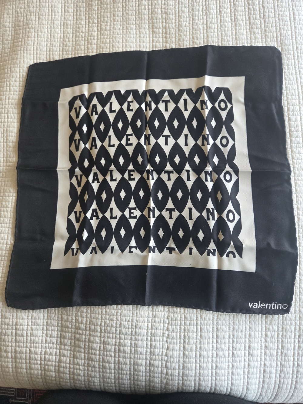Valentino black and White  graphic logo silk Pochette